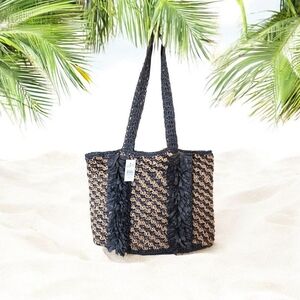 LOFT Stylish Black and Tan Women's Tote Bag